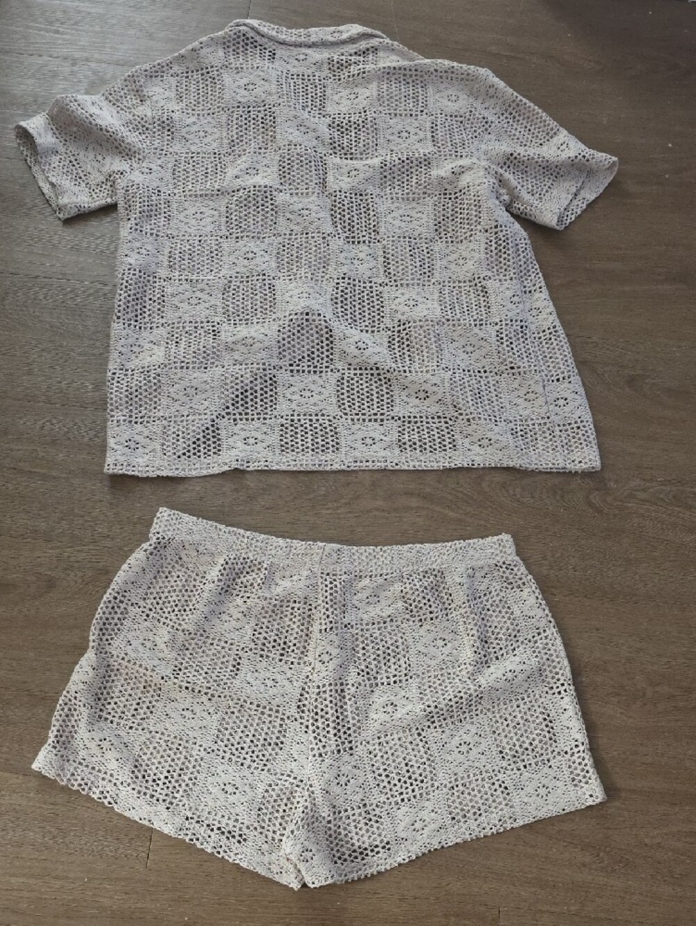 Ardene Openwork Crochet Top & Shorts Set in Light Taupe - Picture 3 of 3